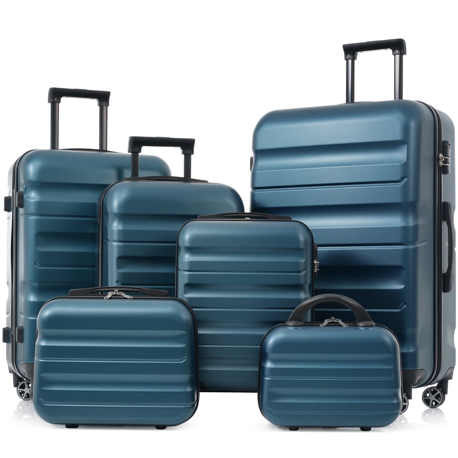 Euroco 6 Piece Luggage Sets ,ABS Hardshell Suitcase with Spinner Wheels,Lightweight Durable Travel Suitcase Set for Travel,Inky Blue