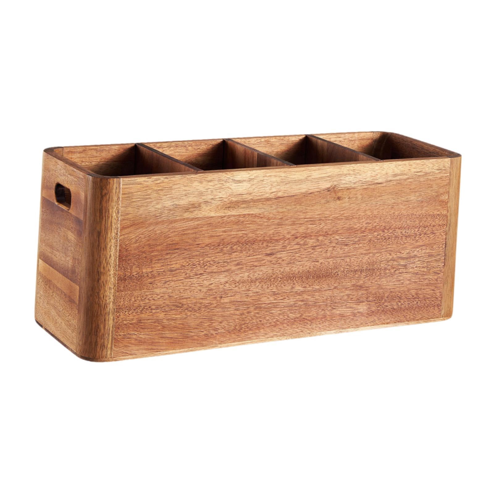 Fiocias Acacia Wood Utensil Holder Cutlery Drainer Easy to Clean Chopsticks Holder Spoon