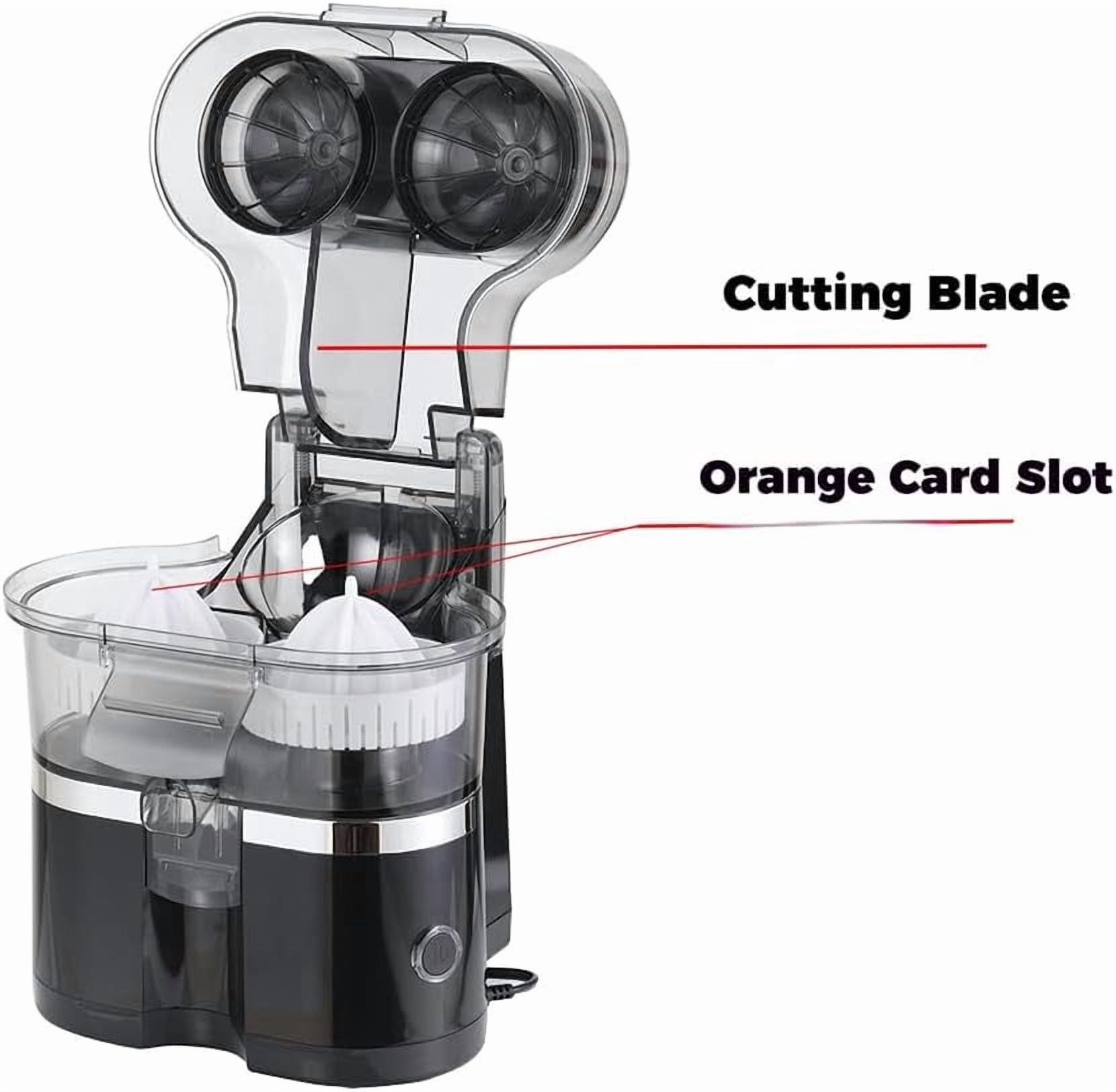 Dual-Head Automatic Citrus Juicer, Upgraded Electric Citrus Juicer, Electric Orange Juicer Machine with Built-in Cutter and Cleaning Brush, 1-Button Orange Lemon Lime Squeezer for Kitchen (Black 1Pc)