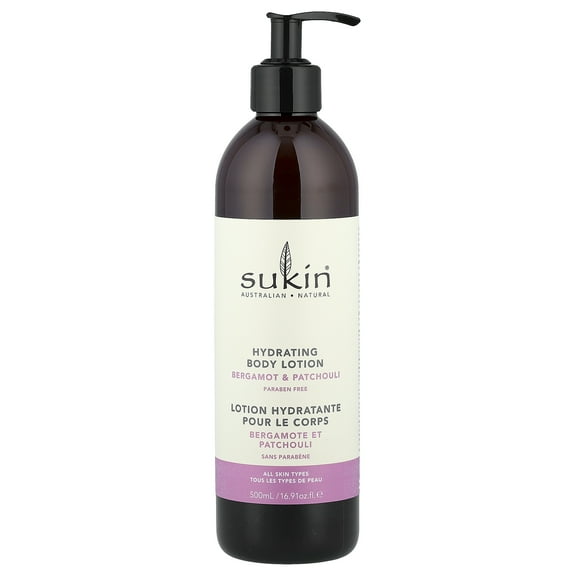 Sukin Hydrating Body Lotion, Bergamot & Patchouli, 16.91 fl oz (500 ml)