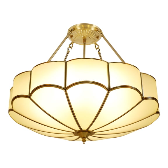Exquisite Ceiling Light with Copper and Glass, Gold Finish, E26 Bulb Holder, Ideal for Home Décor, Living Room, and Bedroom Lighting