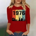 thumbnail image 2 of Lumosvexa Women Plain Short Shirt Sleeved Tops Womens Casual T-Shirt Crew Neck T-Shirt Red Size 2XL, 2 of 5