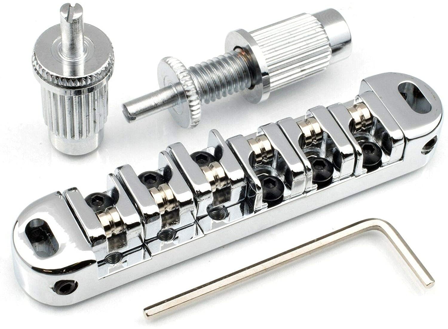 Long Beach Music Locking Roller Bridge for Epiphone Les Paul Guitar, Chrome