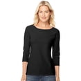 thumbnail image 1 of Hanes 00090563950591 T-Shirt à Manches Raglan en Coton Extensible pour Femmes, Noir - Extra Grand, 1 of 1