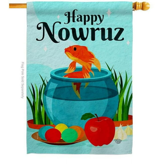 Ornament Collection H192470-BO Persian Style Nowruz Celebration Double-Sided Garden Decorative House Flag, Multi Color