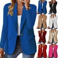 thumbnail image 4 of Fashion Solid Color Long Sleeve Blazer Simple Office Ladies Loose Cardigan Coat, 4 of 8