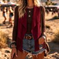 thumbnail image 5 of Guieoi Fringe Vest for Women Faux Suede Sleeveless Tassel Top Outerwear Casual Layering Dressy Tank Red M, 5 of 7