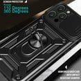 thumbnail image 6 of Compatible with iPhone 16 Pro Max Case with Sliding Camera Lens Cover and Ring Kickstand Heavy Duty Military Grade Rugged Protection Shockproof Back Phone Cover for iPhone 16 Pro Max, Gold, 6 of 11