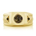 thumbnail image 2 of Gem Stone King Men's 18K Yellow Gold Plated Silver Smoky Quartz and Black Diamond Ring (1.83 Cttw, Gemstone Birthstone, Available in Size 7, 8, 9, 10, 11, 12, 13), 2 of 2