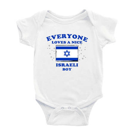 

Everyone Loves a Nice Israeli Boy Cute Baby Bodysuits Newborn Clothes (White 6-12 Months)