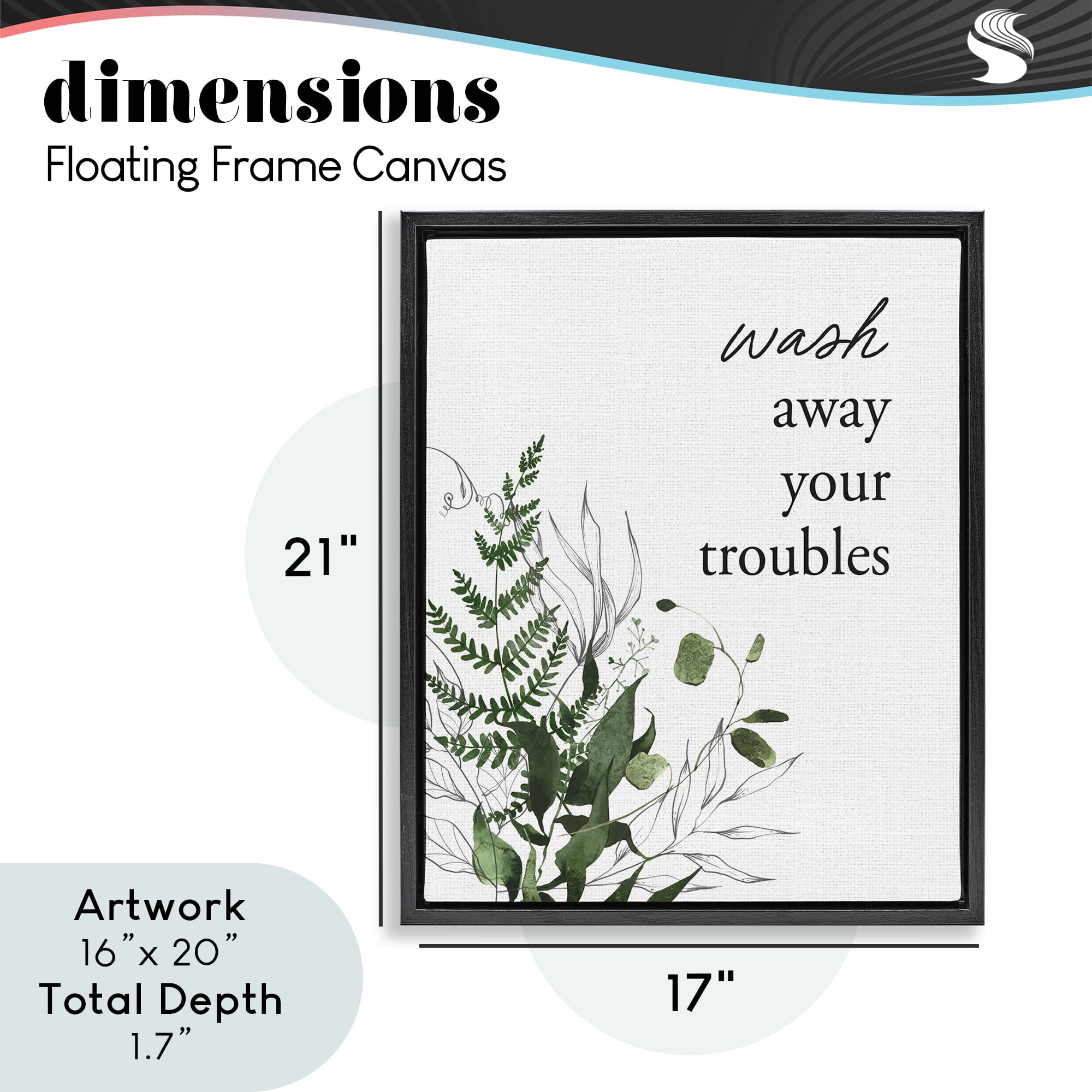 Forest Foliage Wash Away Black Framed Floater Canvas Wall Art, design by Lettered and Lined