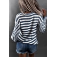 thumbnail image 1 of ABPHQTO Jersey de mujer de punto azul a rayas con lazo, 1 of 5