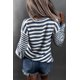 thumbnail image 1 of ABPHQTO Jersey de mujer de punto azul a rayas con lazo, 1 of 5