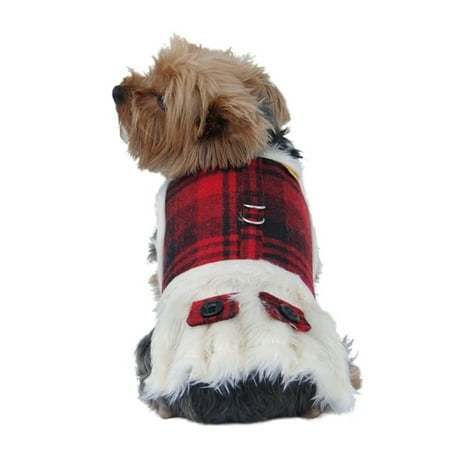 Red Dog Puppy Pet Plaid Shirt Clothes warm winter xmas checkered design - Extra Small (Holiday ...