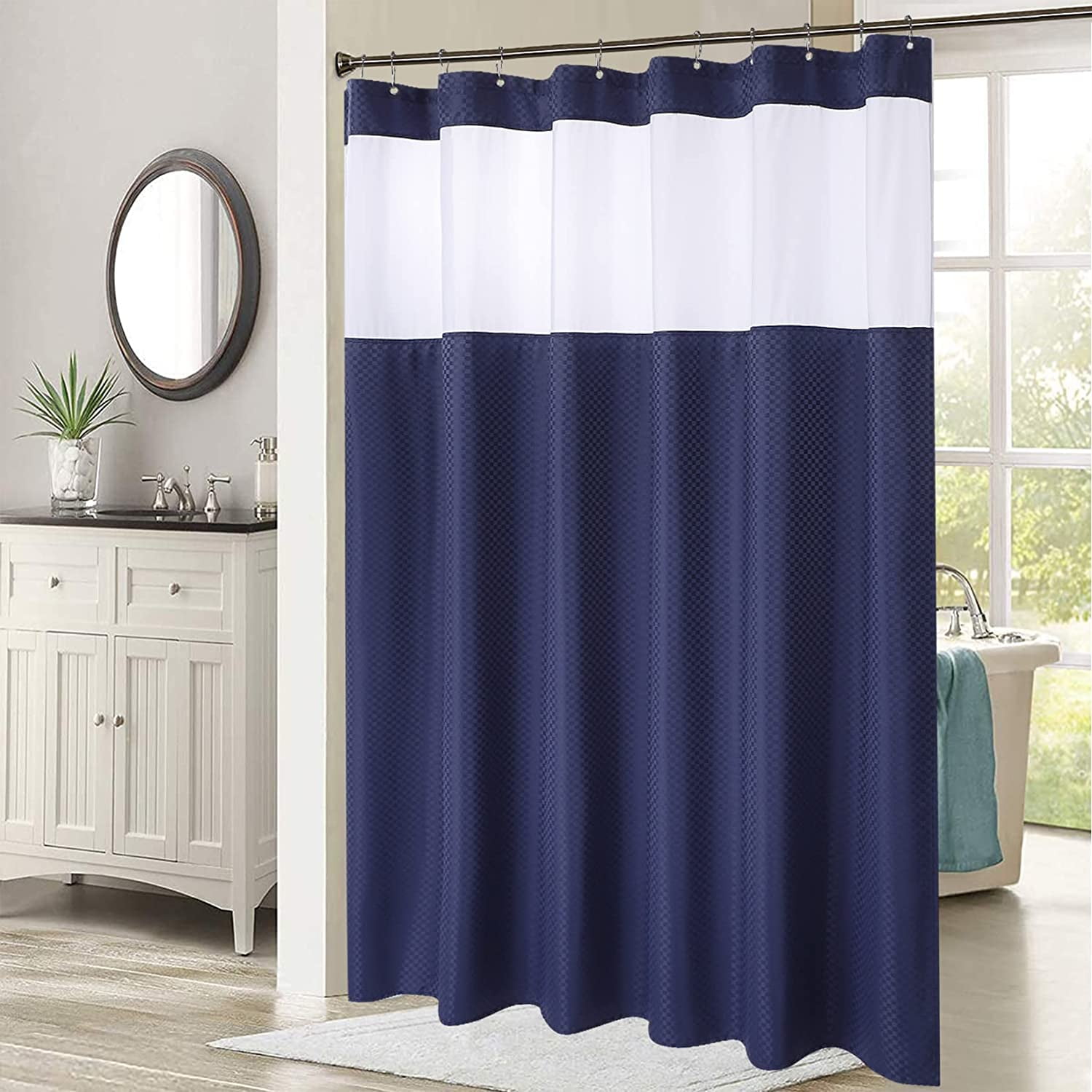 Shower Curtain 78 inch Height with Snapin Liner, Extra Long Fabric Heavy Duty Thick Water