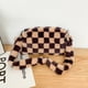 thumbnail image 4 of Bolso de hombro de felpa de invierno para mujer Bolsos para axilas con estampado lindo (marrón a cuadros) Likrtyny Para estrenar, 4 of 9
