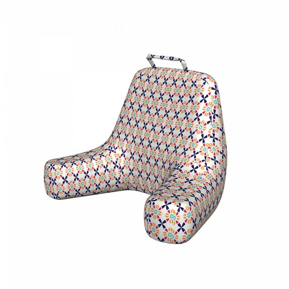 Geometrical Reading Pillow Cover, Vintage Mosaic Style Ottoman and Portuguese Ceramic Art Inspirations, Unstuffed Printed Bed Rest Case from Soft Fabric, XL Size, Indigo Dark Orange, by Ambesonne