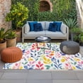 thumbnail image 2 of Colorful Summer Botanical Outdoor Rug for Patio/Deck/Porch, Non-Slip Large Area Rug 5 x 7 Ft, Spring Floral Abstract Art Leaves Indoor Outdoor Rugs Washable Area Rugs, Camping Rug Carpet Runner, 2 of 8