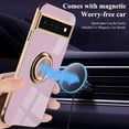thumbnail image 2 of Compatible for Google Pixel 6A Case Ring Holder Magnet Silicone, Google Pixel 6A Phone Case Thin Protective Case Aesthetic Black 360° Rotatable Metal Stand (Purple), 2 of 7