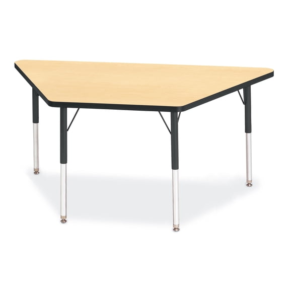 Trapezoid Activity Tables - 30" X 60", A-height - Maple/Black/Black