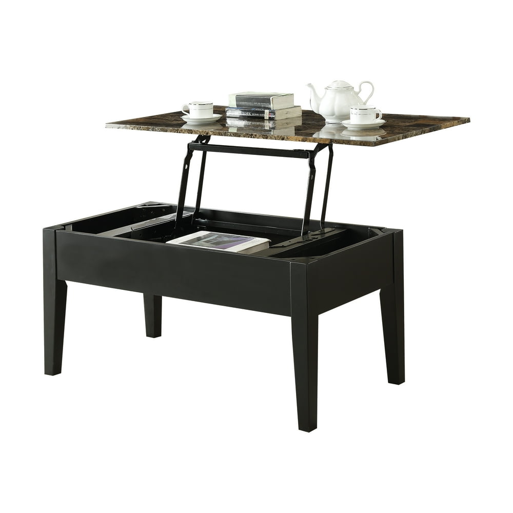Acme Celestial Faux Marble Lift Top Coffee Table in Black