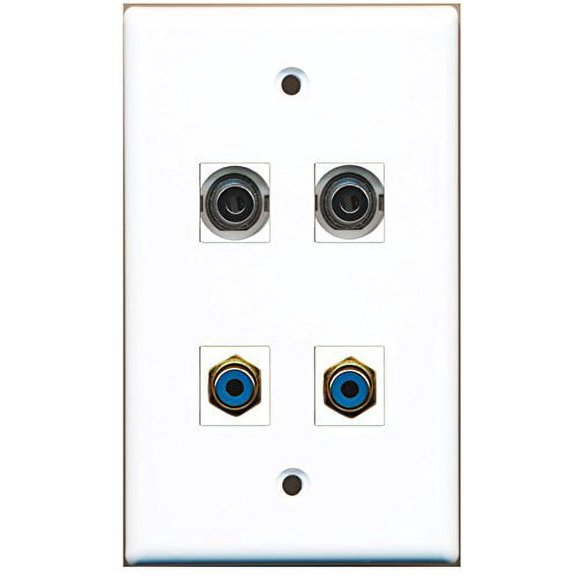 RiteAV - 2 Port RCA Blue 2 Port 3.5mm Wall Plate