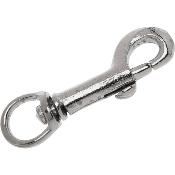 Campbell T7607602 Swiveling Bolt Snap, Malleable, Nickel Plated, 3/8" Round Eye, 5/16" Opening, 2-15/16" Length, 60 lbs Working Load Limit, Pack of 10