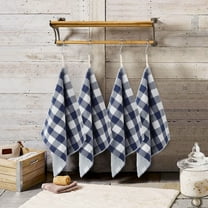 PiccoCasa 6-Pack Cotton Kitchen Tea Towel Set Lattice Pattern  Blue 13.4x13.4in