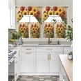 thumbnail image 4 of Summer Sunflowers Swag Kitchen Curtains Sets for Windows 24 Inch Length, Farmhouse Oil Painting Red Yellow Floral Short Window Curtain Panels Swags Valances and Tiers 3 Piece Set for Cafe/Dining Room, 4 of 5