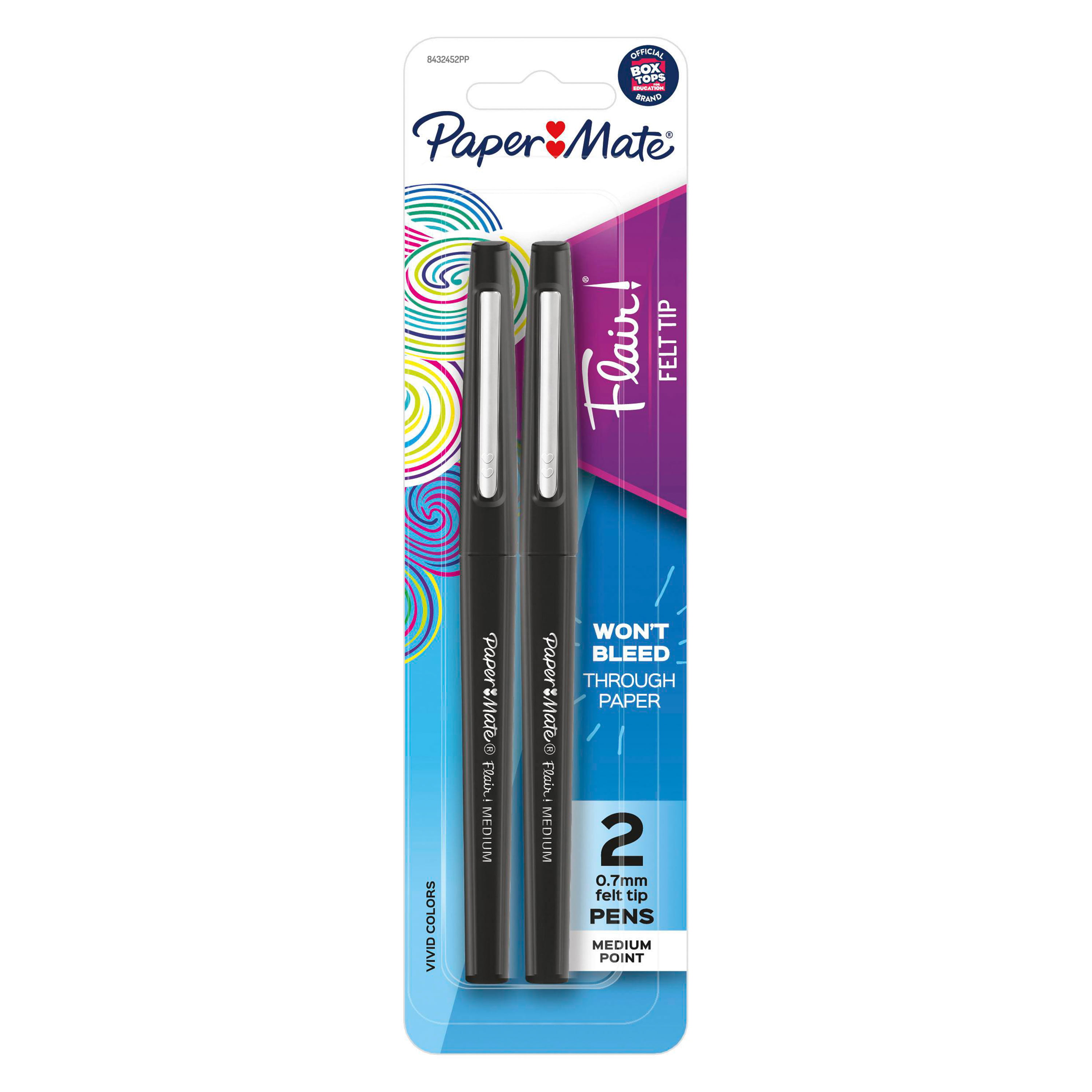 Paper Mate Flair Pen Pack of 4 Black 2 ea Point Guard Tip