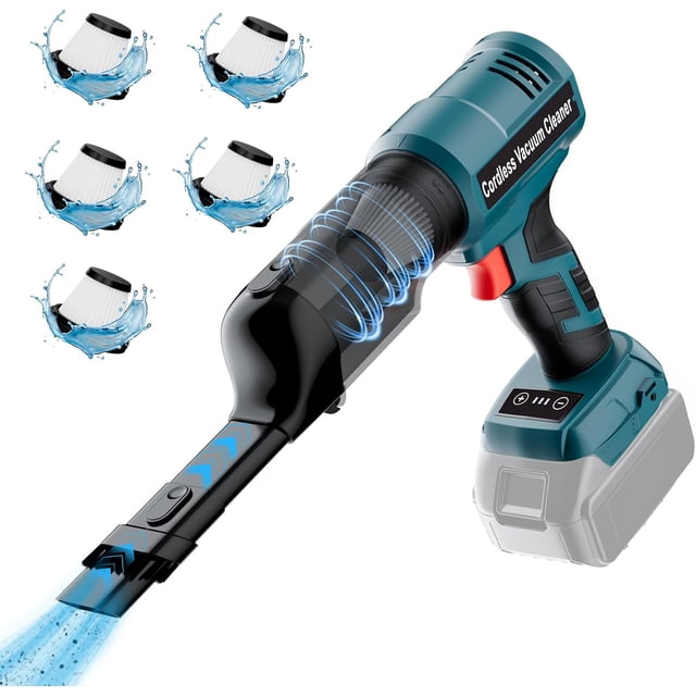 Aspiradora de mano inalámbrica p/batería Ma*kita 18V (solo herramienta), aspiradora de auto potente 240W con motor s/escobillas, 3 vel., 5 filtros, portátil p/hogar, oficina, auto y mascota