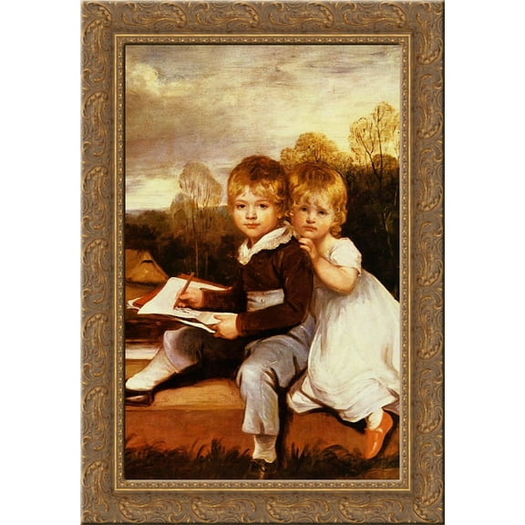 The Bowden Children 24x18 Gold Ornate Wood Framed Canvas Art by John Hoppner