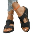 thumbnail image 2 of Domuza Orthopedic Sandals for Women Summer Peep Toe Strap Wedge Sandals Lightweight Casual comfort Hollow Out Slip On Walking Shoes Black 7.5（EU-39）, 2 of 6