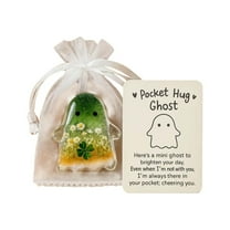 Pocket Hug Ghost with Encouragement Card, Emotional Support Ghost Pockets Cards, Cute Mini Comfort Ghost for Halloween, Inspirational Gift & Keepsake