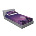 thumbnail image 2 of Ambesonne Cartoon Fitted Sheet & Pillow Sham Set, Moon Starry Night Sky, Twin, Purple Navy, 2 of 2