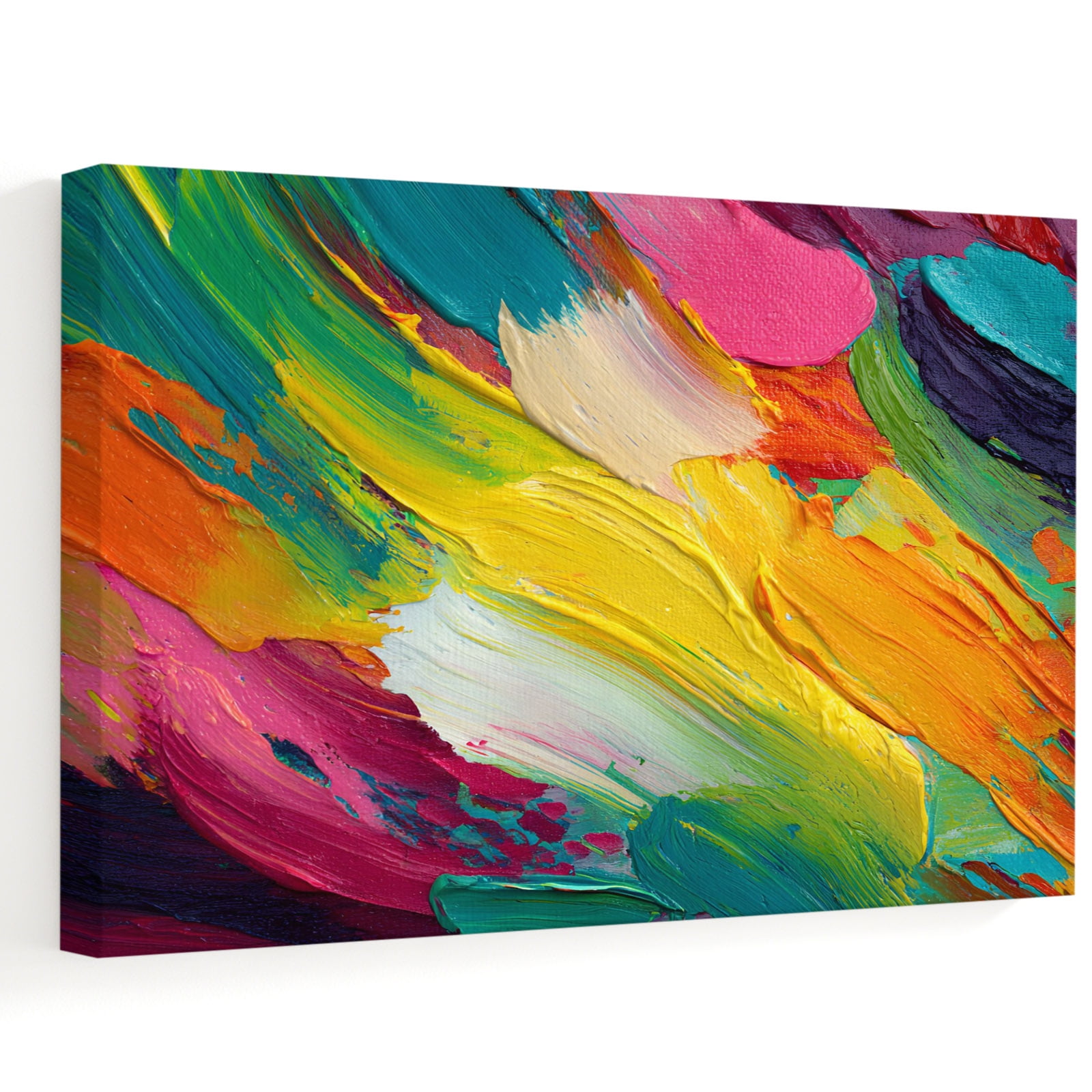 Abstract Oil Painting Canvas Wall Art 24 x 18 Rainbow Pigment Art Frame Picture Prints Ready to Hang Waterproof Artwork Decor for Living Room Bedroom Above Sofa Office