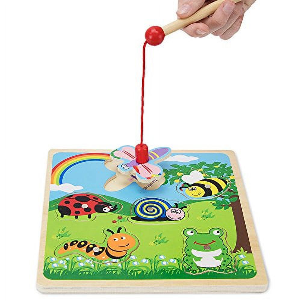 Imagination Generation Lift & Look Magnetic Bug Catcher Wooden Dexterity Fishing Game - image 4 of 8