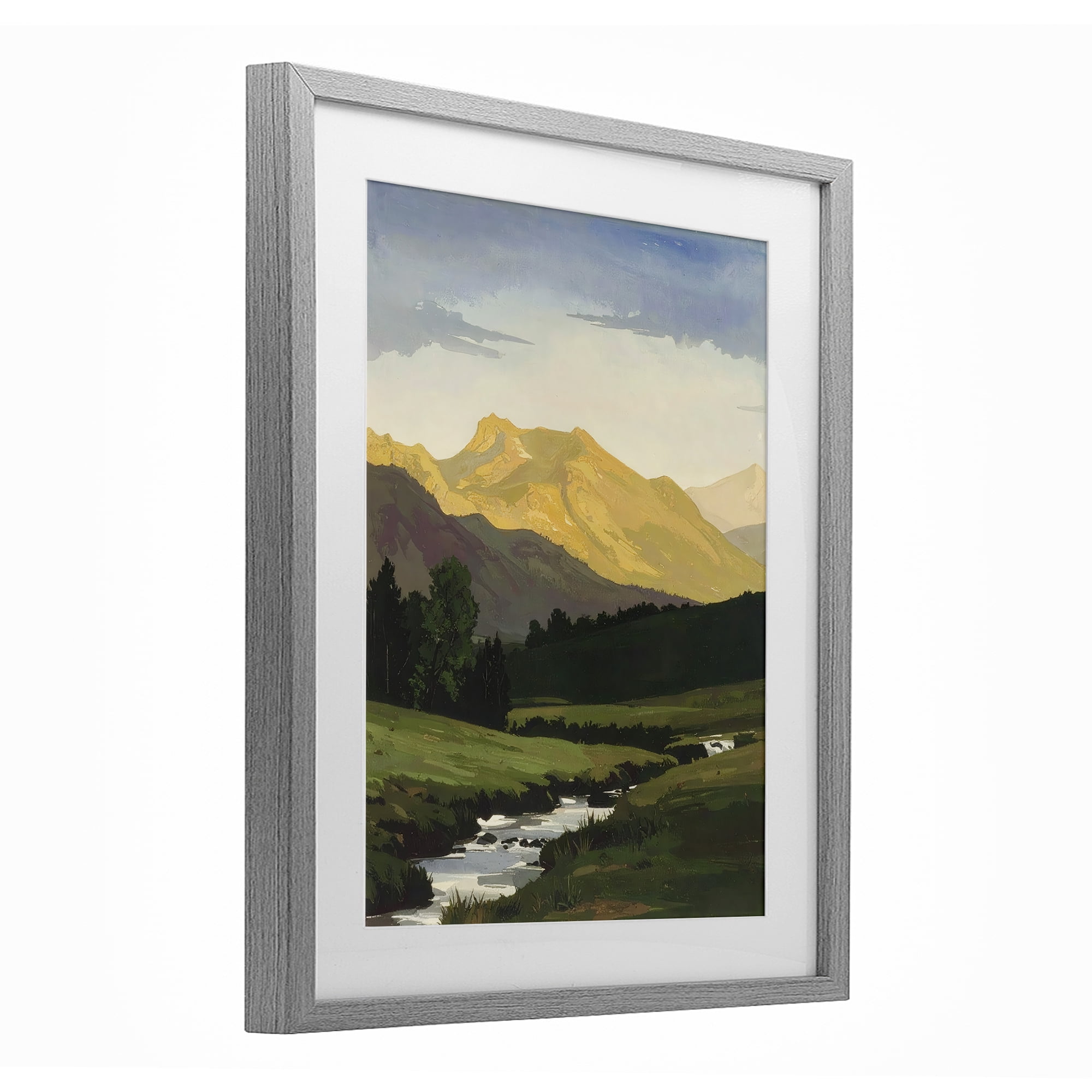 Stupell Industries Mountain Across The Valley Gray Framed Print Under Glass, design by Alonza Saunders