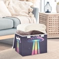 thumbnail image 3 of Yayeee Collapsible Cube Storage Bin with Lid Fabric Closet Decorative Basket with Handles, Purple UFO, 3 of 7
