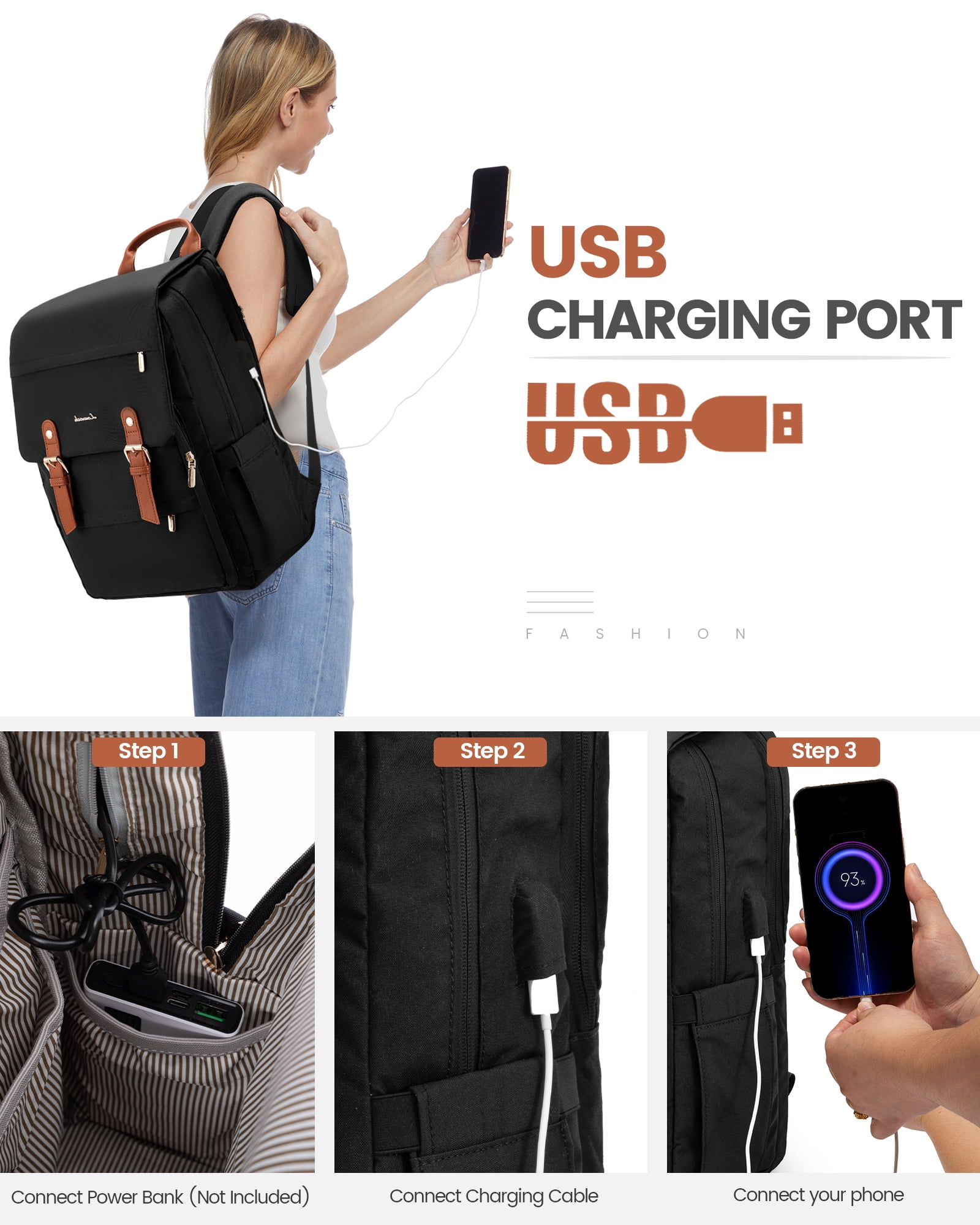 Lovevook Laptop Backpack for Women, Vintage Teacher College Nurse Work Computer Bag Fit 15.6" Laptop with USB Port, Waterproof Travel Backpack Purses