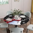 thumbnail image 5 of Black Plaid Christmas Round Tablecloth for 36-44 Inch Tables,Fitted Table Cover with Elastic Edge,Watercolor Snowman Snowflake Waterproof Outdoor Table Cloth Protector for Patio Garden Dinner Picnic, 5 of 9