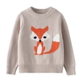 thumbnail image 3 of Ruyang Toddler Girls Knit Sweater Cute Fox Graphic Long Sleeve Pullover Crew Neck Casual Basic Tops Fall Warm Clothes, 3 of 9