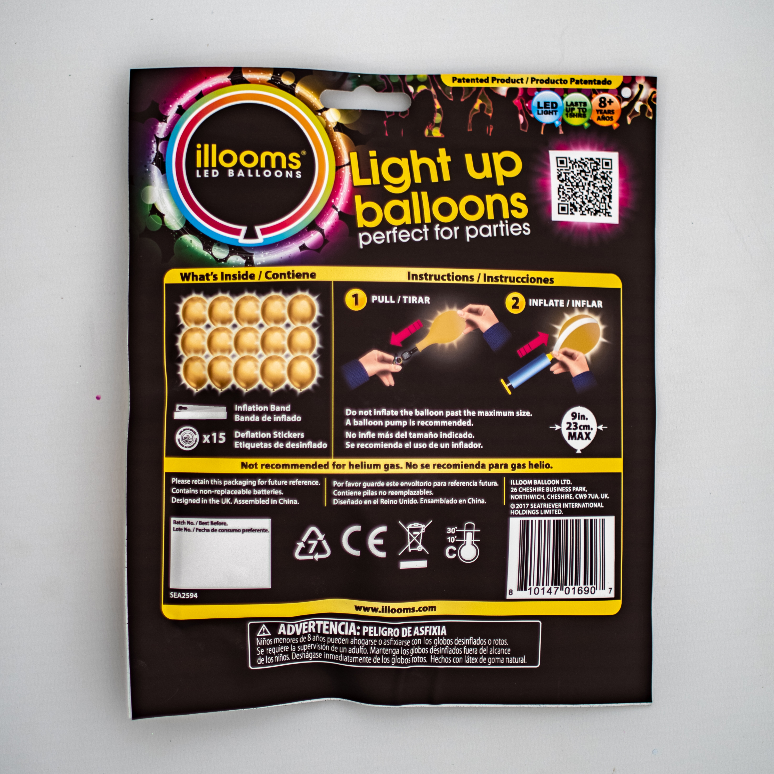illooms LED Light-Up Latex Balloons, Metallic Gold, 15-Pack photo 4