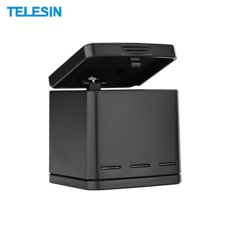 TELESIN 2 In 1 Portable Battery Storage Charging Box Case Holder Triple Charger Battery Charging Box with Indicator Lights Max. Capacity 3 Batteries for GoPro Hero 5/6/7 Black Action Sports
