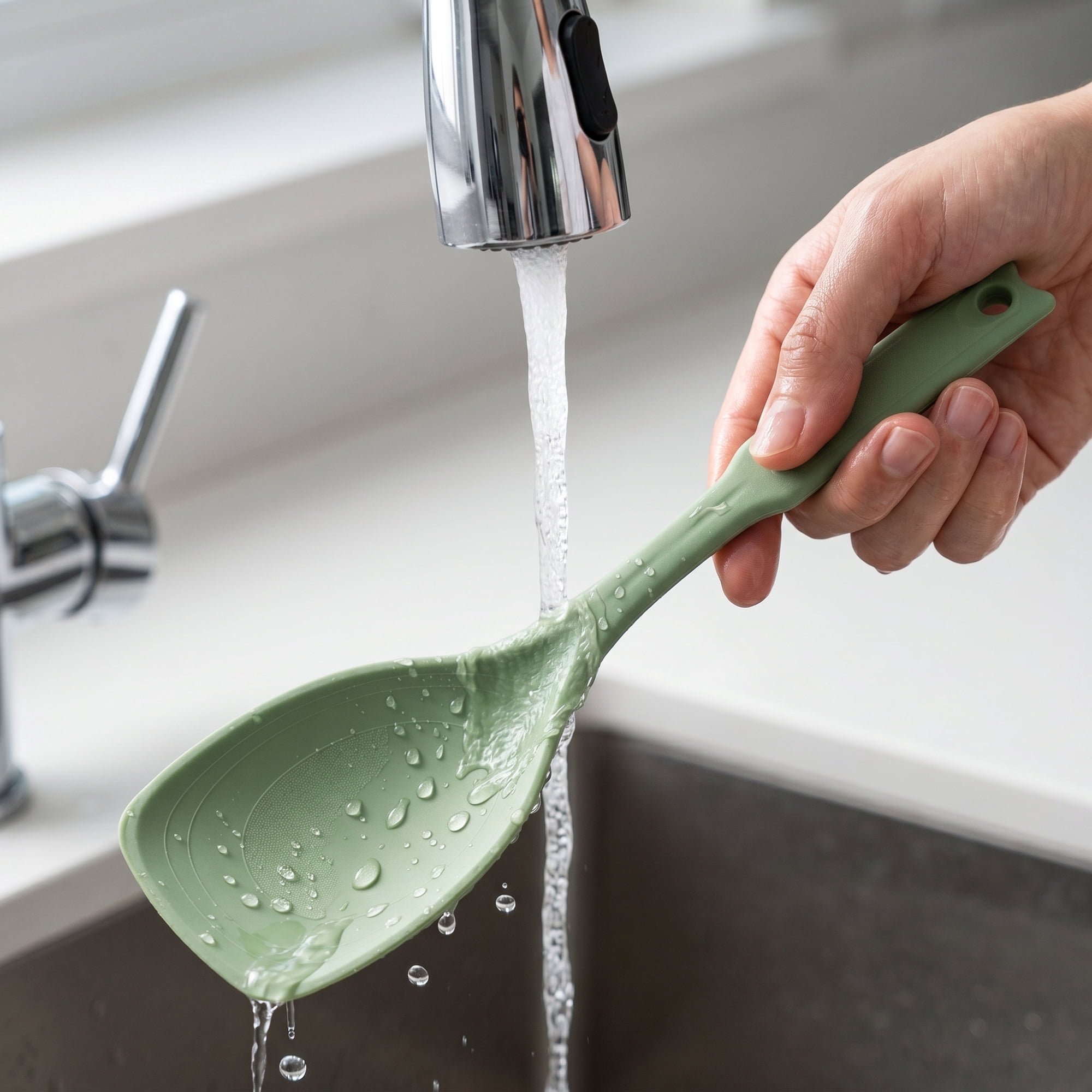 Unique Bargains Heat Resistant Spoon for Non Stick Cookware Shovel-Green 12.2"x2.9"
