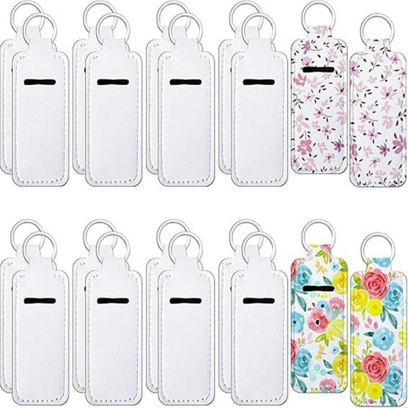 20 pcs Sublimation Lipstick Holder Keychain Bulk Blank Lipstick Neoprene Clip-on Sleeve Travel Key Ring Holder