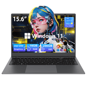 RNRUO 15.6" Laptop Computer, 16GB RAM 256GB SSD, Intel 6500Y with 2 Cores up to 3.4GHz, FHD Display Office 2024 WiFi5 BT5.0 Numeric Keypad Windows 11 Laptop for Business, Student, Office, Dark Gray