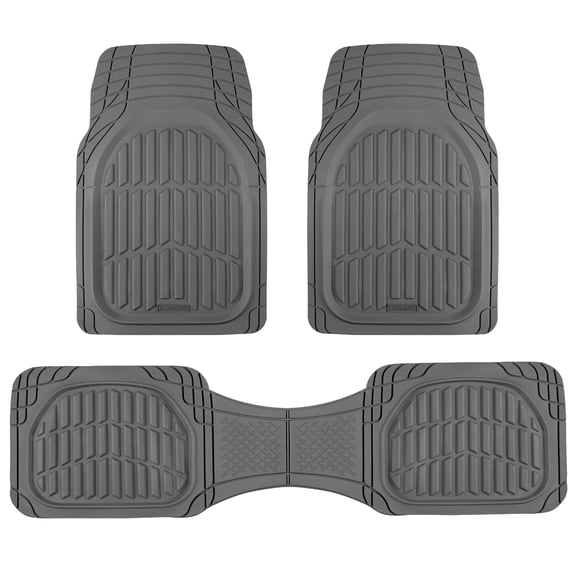 Motor Trend FlexTough LITE Rubber Car Mats Full Set - All Weather Floor Mats for Trucks, Cars & SUVs - Automotive Waterproof Gray Car Floor Mats For Cars Interior Accessories Universal Trim-to-Fit