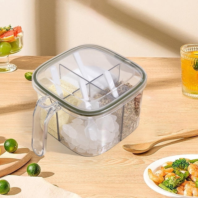 Caja de condimentos Soledad 4 Compartimentos portátiles verde