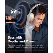 Baseus Over Ear Headphones Bluetooth 5.3 50H Playtime Foldable Wireless Headphone, White